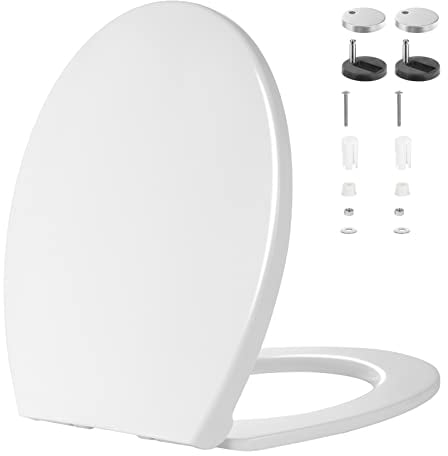 Kinsinder O Form Toilettendeckel, WC Sitz mit Absenkautomatik, Toilettensitz Klodeckel Klobrille mit Quick Release Funktion für einfache Montage & Reinigung