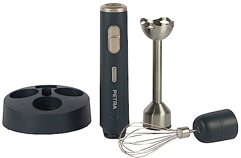 Petra PT5394BGRYVDE 2 in 1 Frullatore senza fili - Frullatore a immersione, frusta a palloncino in acciaio inossidabile e bacchetta per frullare, batteria da 10,8 V, 2 velocità, base di stoccaggio