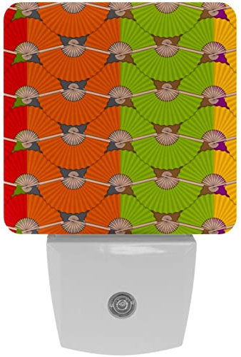 Plug-in Night Light, 2 Packs LED Auto Dusk-to-Dawn Sensor Lamp for Bathroom, Bedroom, Hallway, Stairs, Nursery, Kitchen Traditional Spanish Fan Patterns