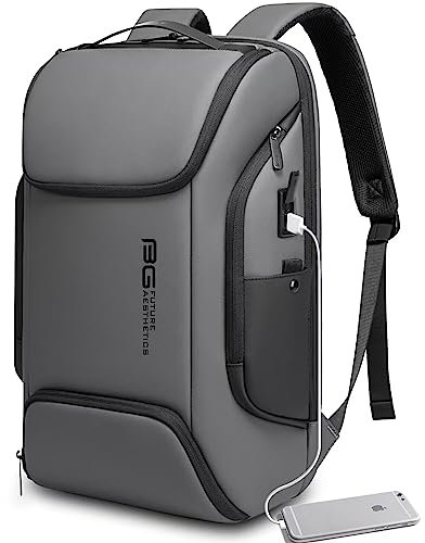 BANGE Sac à dos judicieux pour ordinateur portable de 15,6, sac professionnel pour homme et femme, gris, Large