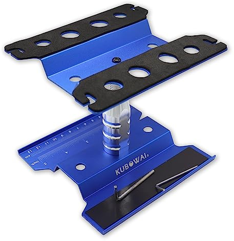 KUBOWAI RC Auto Aluminium Reparatur Workstation, 360 ° Drehung/Heben/Senken Arbeitsständer für 1/8 1/10 1/12 Truck Off Road Modellauto(Blau)