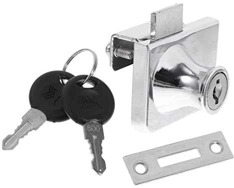 DOITOOL Serrure De Vitrine En Verre à Ouverture Simple, Serrure De Porte Robuste En Alliage De Zinc Sans Perçage, Sécurité Pour Armoire En Verre, Usage Magasin Et Domicile, Lot Unique