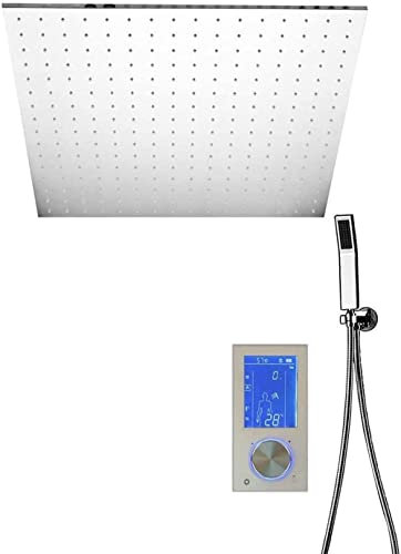 JUNNIU Robinet Baignoire Système De Douche Ensemble De Douches De Pluie LED Tatic Intelligent LCD Affichage Numérique Écran Tactile Salle De Bains Support Mural Douche Cascade Polie Decoration