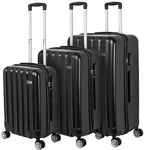 VERTICAL STUDIO 20 24 28 Koffer Reisekoffer 3er-Set Trolley Mehrteilig mit Ziffern Kofferschloss aus Kunststoff (ABS) Vier Rollen (Schwarz Kopenhagen)