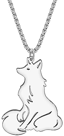 LONYOO Niedliche Fuchs Halskette Edelstahl Anhänger Kette Zierlich 18K Gold Halskette Fuchs Geschenke für Frauen Mädchen Charms (Versilbert)