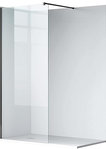 Balneo Schwarz Duschwand Glas - Hochwertige Duschabtrennung 50 x 200 cm- Easy Clean Beschichtung - Duschglaswand 8 mm Hartglas Hydrofähig - Flexibler Einbau Links/Rechts - Ideal für Walk In Dusche