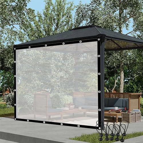 POCHY Transparente Terrassen Vorhänge wasserdichte Plane mit Ösen PVC Seitenwände, für Terrasse, Pergola, Veranda, Anpassbar (Color : Clear, Size : 2.5x4.5m/8.2x14.76ft)
