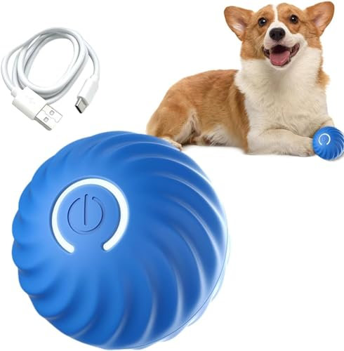Dog Self Rolling Ball, Smart Self-Moving Ball with 2 Modes Long Battery Life, New Electric Intelligent Teasing Cat Ball with Replaceable Shell, Rechargeable Cat Toys Balls for Indoor Cats, Dogs, Pets,