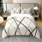 Homewish Parure de Lit 240x260 Géométrique Enfants Ados, Ensemble de Literie Vintage Noire Grise, Housse de Couette Moderne pour Chambre À Coucher, Couvre Lit À Motifs Rayés, Coton, Doux