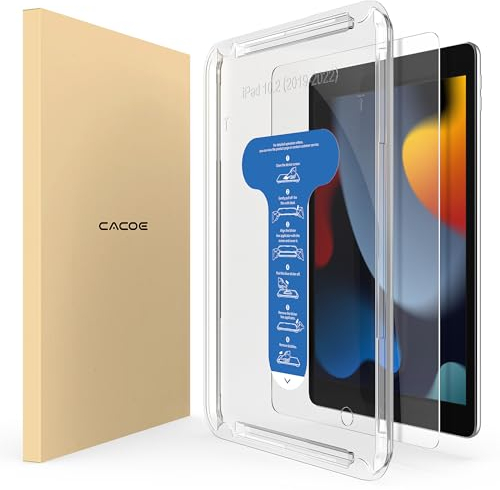 CACOE Schutzfolie für iPad 9. / 8. / 7. Generation Panzer Schutz Glas mit Rahmen-Installationshilfe