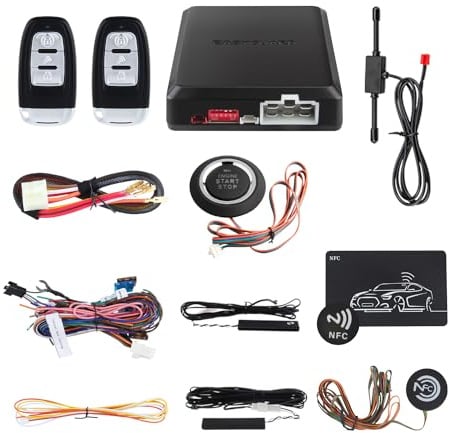 Easyguard EC002-NFC PKE Passive Keyless Entry Car Alarm System Remote Start Starter Push Start Stop Button NFC Lock Unlock DC12V