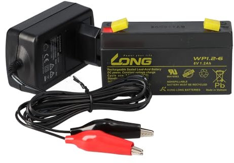 Set - Bleiakku und Ladegerät - 6V 1,2Ah KungLong Akku 0,6A Lader