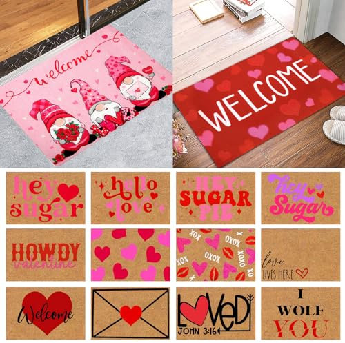 zxcvbnn Valentines Gifts for Him Love Heart Door Mat Lovely Gonks Rugs Living Room Bath Mat Non Slip Anti Mould Welcome Floor Mats Indoor Outdoor Valentines Decorations Home Room Decor