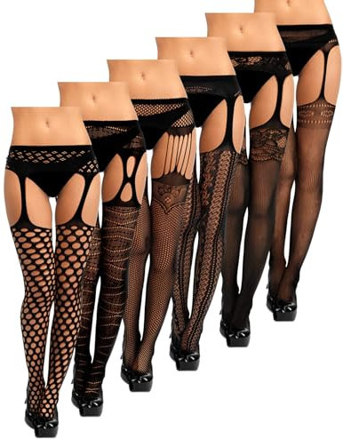 DGUSO Medias Liguero,Medias con Liguero,Medias para Liguero,Medias Sexys para Mujer,hay 6 Pares de Estilos Diferentes Para Satisfacer tus Necesidades de uso Diario.