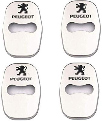 ZENCIX Couvercle Serrure Porte de Voiture 4 Pièces, pour Peugeot 208 308 408 508 2008 3008, Couvercle Gâche en Acier Inoxydable, Accessoires Décoration Antirouille Extérieurs,Silver