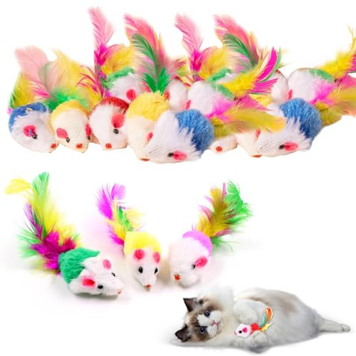 Lithyc Paquet de 20 Jouets pour Chats - Souris et Plumes Amusants pour Animaux de Compagnie