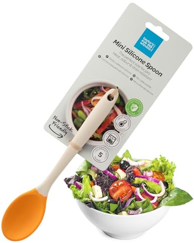 Taylors Eye Witness Mini Silicone Buttermilk & Saffron Stirring Spoon - Dishwasher Safe, Perfect for Non-Stick Pans. Small Size for Jars. Odour, Stain & Heat (260°C/500°F) Resistant. 5-Year Warranty
