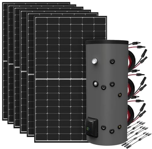 Offgridtec 2,7kW Solar-Warmwasserbereitungssystem mit 300L Fothermo Hybrid-Boiler, Plug & Play, Backup bis zu 1800W, 65°C Max. Temperatur, Sechs 450W Bifaziale N-TOPCon Solarpanels, 22,52% Effizienz