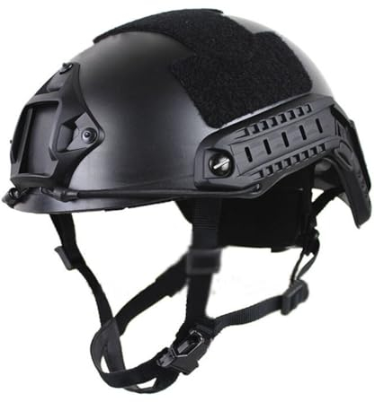 Taktischer Helm für Herren, Fast Verstellbarer Helm Schützender Wasserdichter Leichter Helm Sport Helm für Militär Fan CS Cosplay Outdoor Aktivitäten, Kopfumfang: 52-60cm – Schwarz