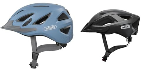 ABUS Stadthelm Urban-I 3.0 - Fahrradhelm mit Rücklicht, Schirm und Magnetverschluss & Stadthelm Aduro 2.0 - Allround-Fahrradhelm mit Licht