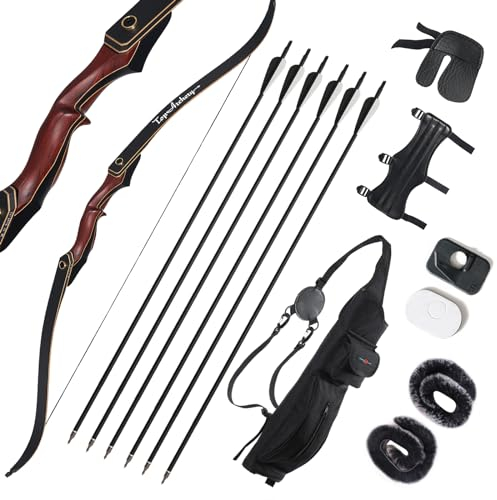 60 Zoll Recurvebogen Set Erwachsene,Pfeil und Bogen Set Bogenschießen Sportbogen Set Rechte Hand Für Erwachsene Schießübungen (40 lbs)