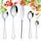 Couverts à Salade en Inox, Lot de 5 Cuillère et Fourchette à Salade, Set Couverts de Service à Salade de Table pour Salades Les Steaks Les Pâtes Les Gâteaux de Restaurant