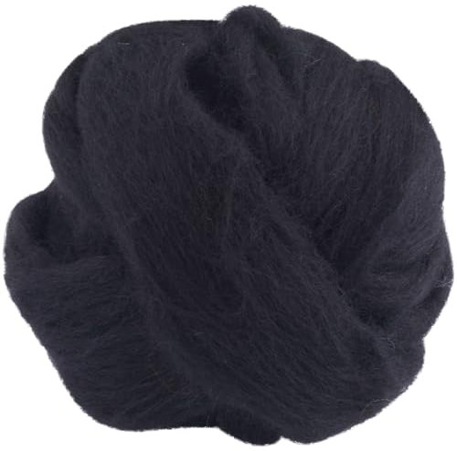 GORGECRAFT 100g Lana Merino Teñida de Color Negro para Fieltrar con Aguja Hilo de Fieltro de Lana Mezcla de Fibras de Fieltro Rastas para Tejer Coser Recortar Hilo Grueso Manualidades de Halloween