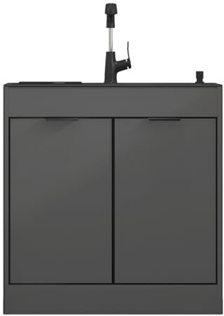 Lavandino Esterno Inox Professionale, Mobile Lavello da Cucina 1 Vasca con Rubinetto, Armadietto Autoportante per Soggiorno, Cucina, Ufficio, Armadio(60CM/23.6IN)