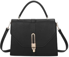 QUEEN HELENA Borsa Piccola a Mano Borsetta Rigida con Tracolla Rimovibile Elegante Donna M2003 (Nero)