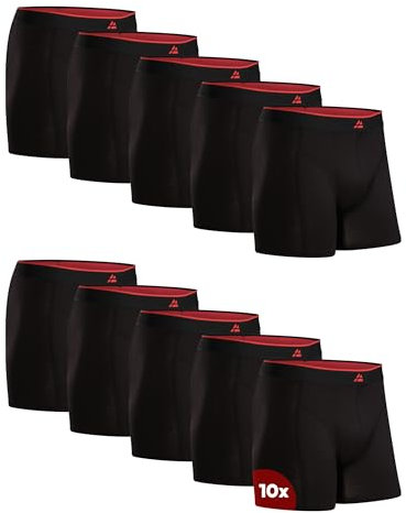DANISH ENDURANCE Boxer Bambou Homme, Calecon Homme Ultra Doux et Respirant, Lot de 10, Noir, M