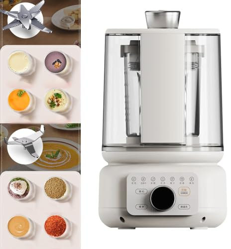 Batidora de cocina 8 en 1, batidora de encimera de 1,4 L y 600 W con escudo silencioso, batidora de cocina fría y caliente, 8 programas con preajuste de 24 horas, conveniente autolimpieza y secado, pa