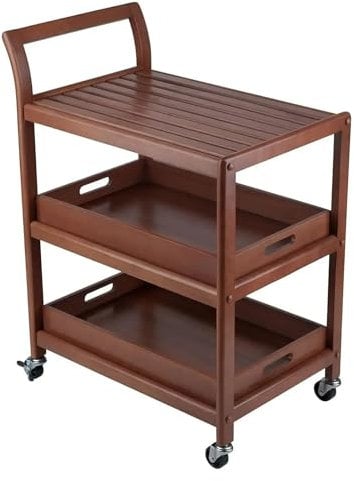 ZXXHNNAIHG Kitchen Island On Wheels Kitchen Storage Cart 3-layer Wooden Movable Kitchen Cart With Lockable Wheels And Two Detachable Trays, With Four Casters Island Table for Kitchen