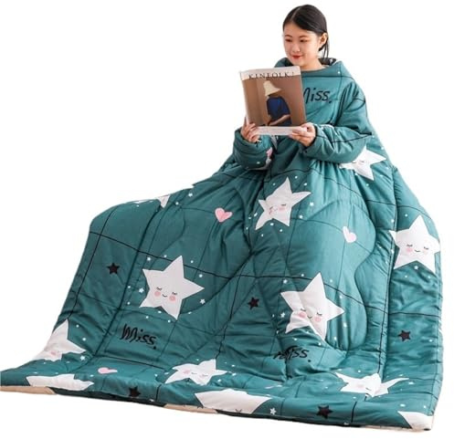 THUCHENYUC Lazy Quilt With Sleeves, Winter Lazy Bed Couch Quilt Winter Warm Thickened Soft Wearable Quilt Walking Blanket For Office Sleeping Reading(Style 3,59.1 * 78.7in)