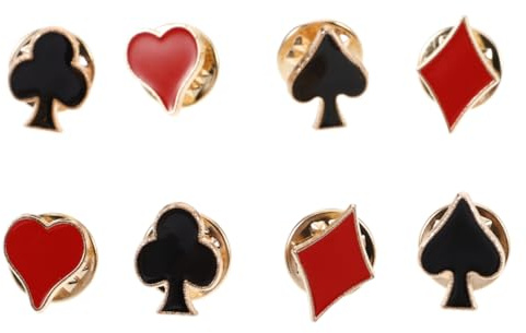 Holibanna 8-Teiliges Poker Brosche Set Anstecknadel Poker Mit Rotem Herz Und Kartenmotiv Kragenbrosche Als Bekleidungsdekor-Accessoire Für Alltag Party Valentinstag Weihnachten Geburtstag