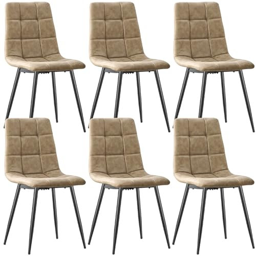 LEWE Esszimmerstühle 6er Set,Technologietuch Esszimmerstuhl Küchenstuhl Polsterstuhl Design Stuhl mit Rückenlehne,für Esszimmer, Wohnzimmer, Küche, Schlafzimmer und Empfangsraum