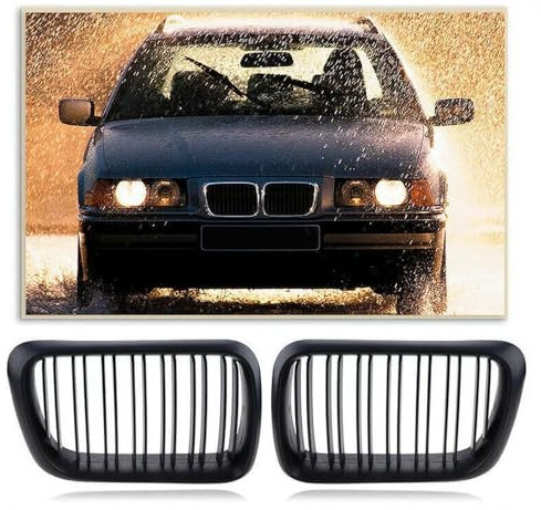 Vordere Niere für BMW 3er E36 1997 19981999 Mattschwarz Kühlergrill Twin Bar