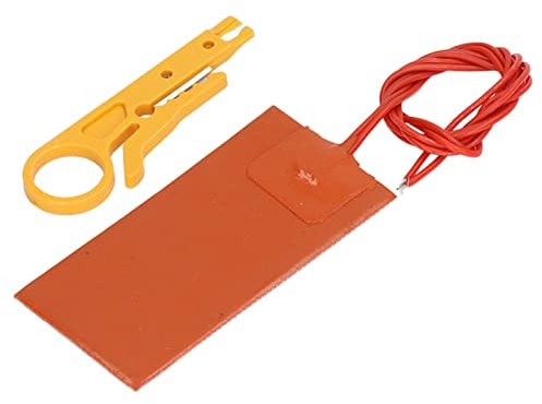 Silicone Heating Pad, Silicone Rubber Heating Pad 12V 50x100mm 15W 250℃ with Wire Stripper for Industrial Pipe and Instrument Insulation