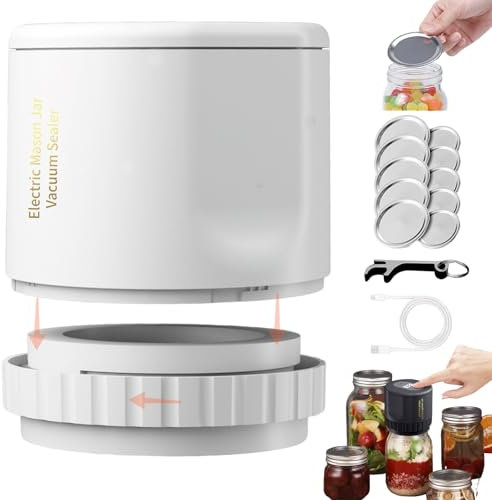 mason genie vakuumierer,Envasadora Vacio para Tarros Cristal, sellador al vacío portátil recargable 3 en 1,para tarros de mason,sellador al vacío de mano para alimentos,chamber vacuum sealer-B
