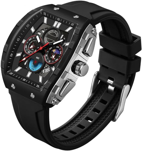findtime Armbanduhr Herren Chronograph Groß Sportlich Quadratische Uhr Herren Militär Herrenuhr Analog Quarzuhr Datum Luxus Sportuhr für Männer Leuchtzifferblatt Designer Uhren