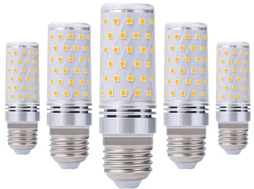 Queeplo E27 LED Maiskolben glühbirne,12W 3000K Warmweiß 1000LM,Ersetzt 100W Glühbirnen,E27 Bajonettsockel,Nicht Dimmbar (5 Stück)