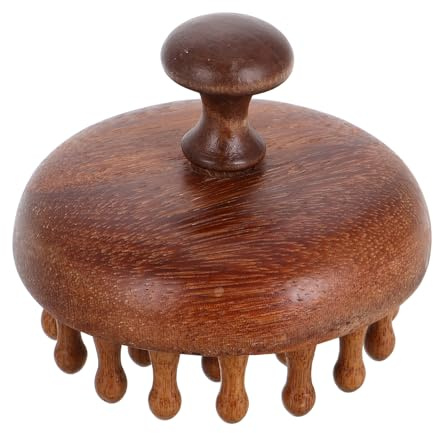 Holz Kopfhautmassagegerät mit Rundkopf und Scheibendesign und Zuhause | Nass und Trockenanwendung, Präzise Robuste Ausführung, Unisex, Schützt die Kopfhaut und Haarstruktur
