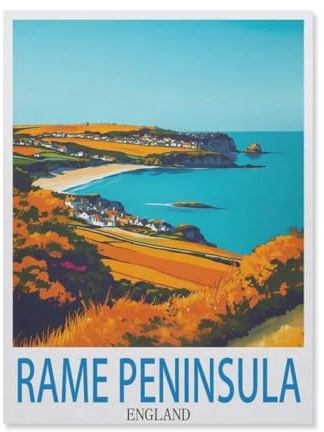 Jigsaw Puzzle 1000 Pieces for Adults，Rame Peninsula Englan，Large Puzzle Game Artwork for Adults Teens, Family Decorations, Unique Puzzle Gift（26x38cm）-FD23