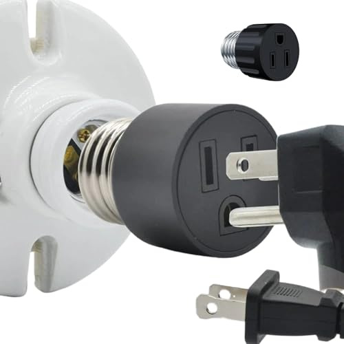 Adapter für Steckdose | sicherer Konverter für Lampe – Adapter Fassung E27 | für Garage Kamera Schlafzimmer Spielzimmer Wohnzimmer Küche Badezimmer Garderobe Café