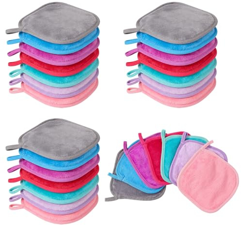 21 Stück Abschminktücher Waschbar, 7 Farben Waschbare Abschminkpads Set, Reinigungspads Gesicht, 16 X 16 CM, Wiederverwendbar, Geeignet für Den Gebrauch Zu Hause und Auf Reisen