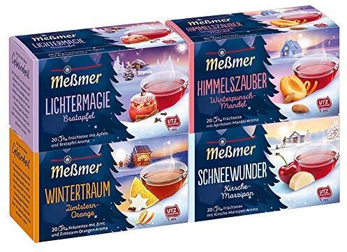 Meßmer Wintertee-Bundle (Meßmer Lichtermagie Bratapfel, Wintertraum Zimtstern-Orange, Schneewunder Kirsche-Marzipan und Himmelszauber)