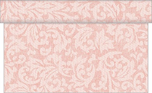 Sovie HOME Tischläufer MIKA in APRIKOT, 40cm x 4,80m, 1 Stück, aus Linclass® Airlaid, alle 30cm perforiert, Ton-in-Ton Ornamentdesign, stilvoll & hochwertig