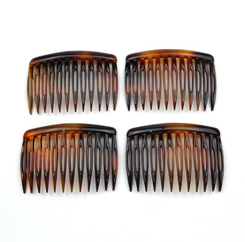 4 peines de lado marrón fabricado en Francia, 7 x 4,1 cm