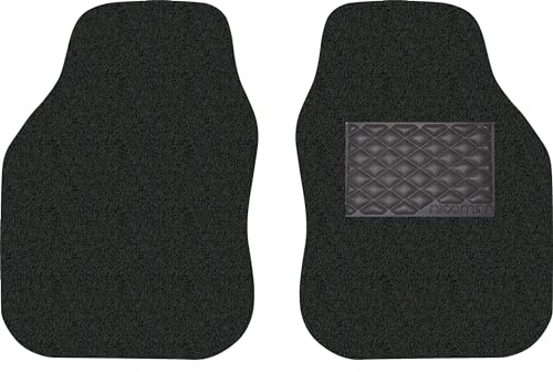 Nicoman Universal Car Floor Mat Spaghetti Coiled Non-Slip PVC Rubber Heavy Duty Waterproof Easy Clean - (Black, Front Set, Small, 2 Piece)
