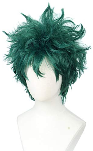 Linfairy Short Green Curly Perücke Halloween Kostüm Cosplay Perücke