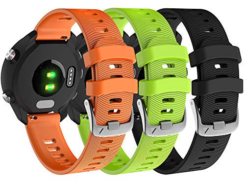 NotoCity Cinturino per Garmin Forerunner 245/245 Music, 20mm Cinturino per Garmin Venu sq/Venu 2 Plus, Vivoactive 3/3 Music, Cinturino per Garmin Vívomove HR, Forerunner 645 Music(Nero/Arancio/Verde)